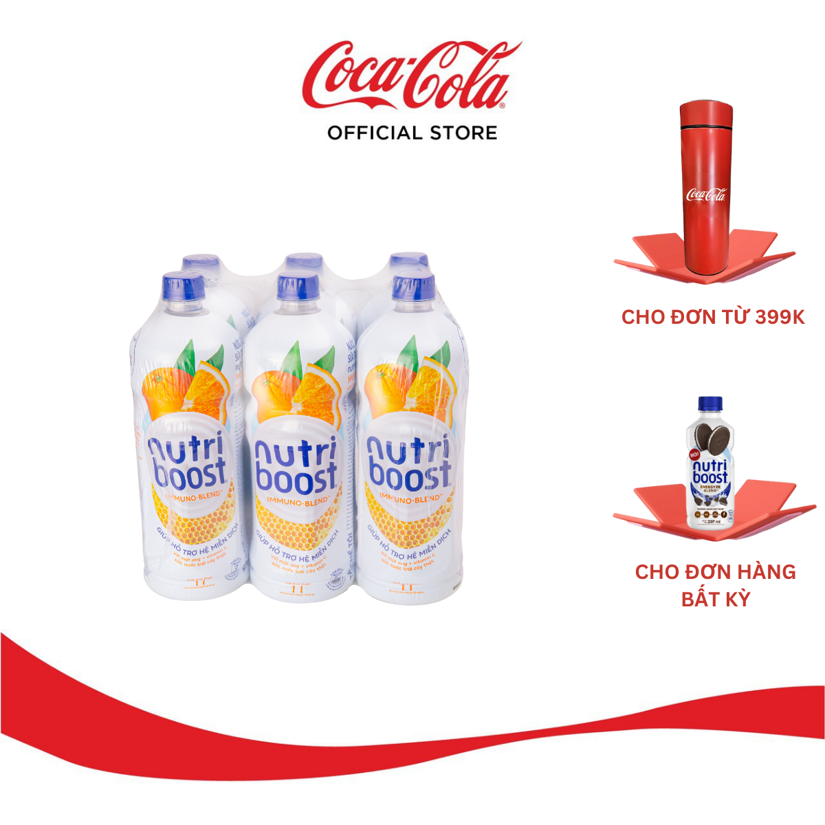 Lốc 6 Chai Sữa Nutri Boost Hương Cam Chai 1L Sale 4.4 Coca-Cola Official Store