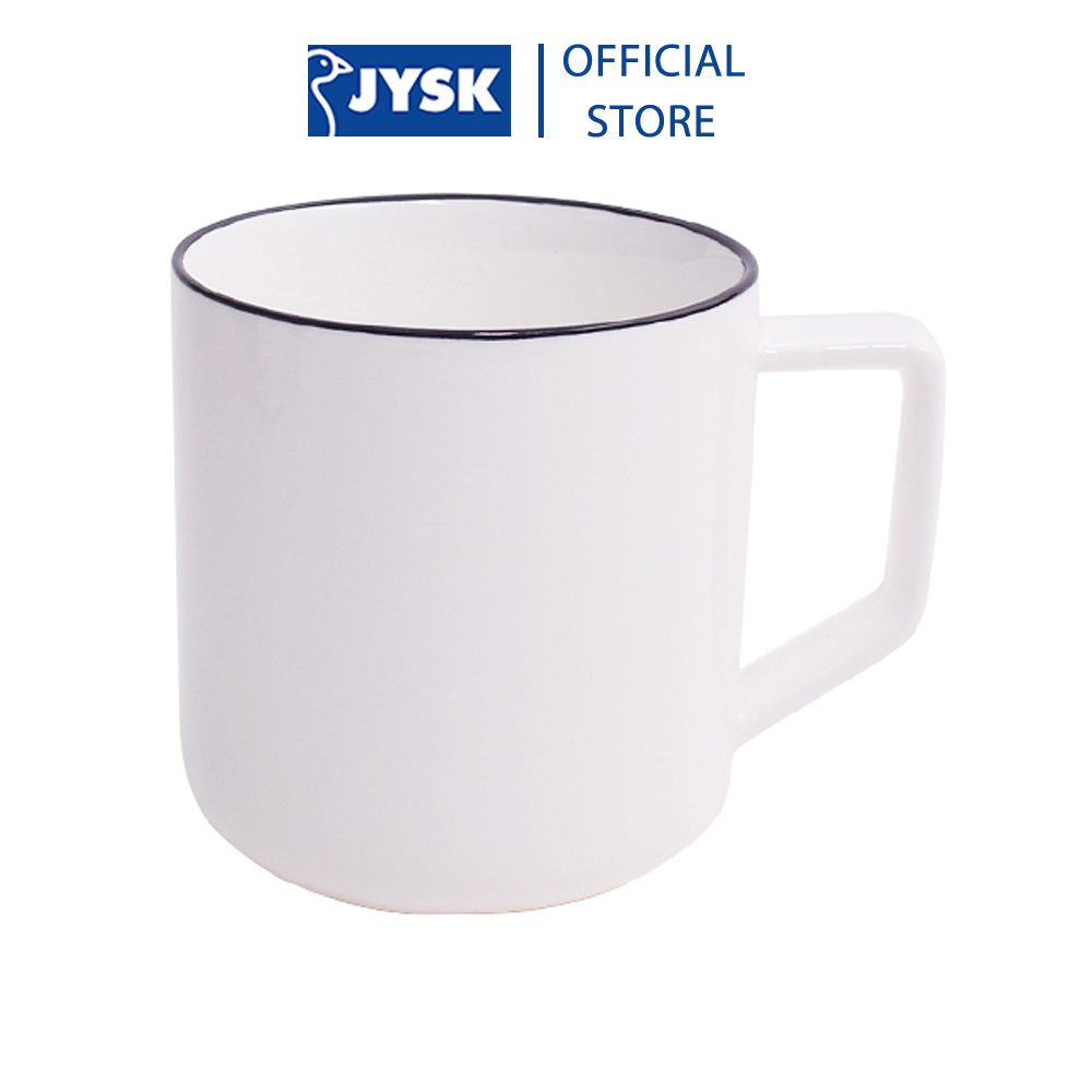 Cốc | JYSK nID | sứ trắng bóng viền đen | 12.3x9.1x9.7cm