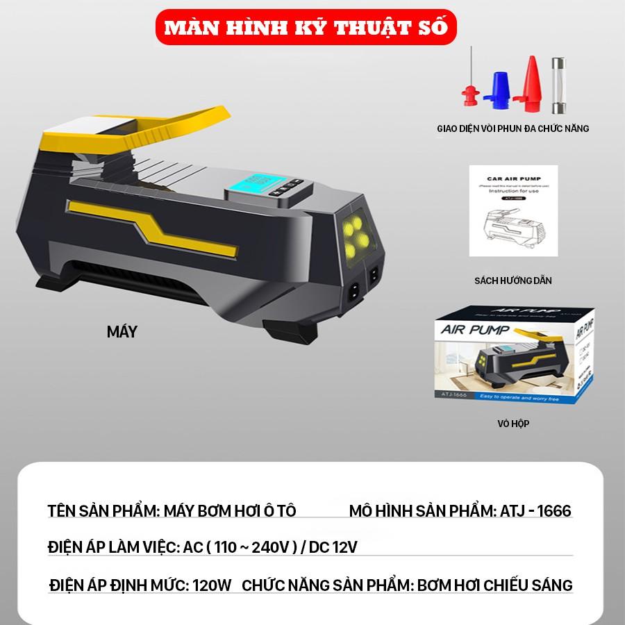 Máy bơm hơi ô tô điện tử thông minh tự ngắt cao cấp có màn hình hiển thị, đèn led đi kèm - CAR32