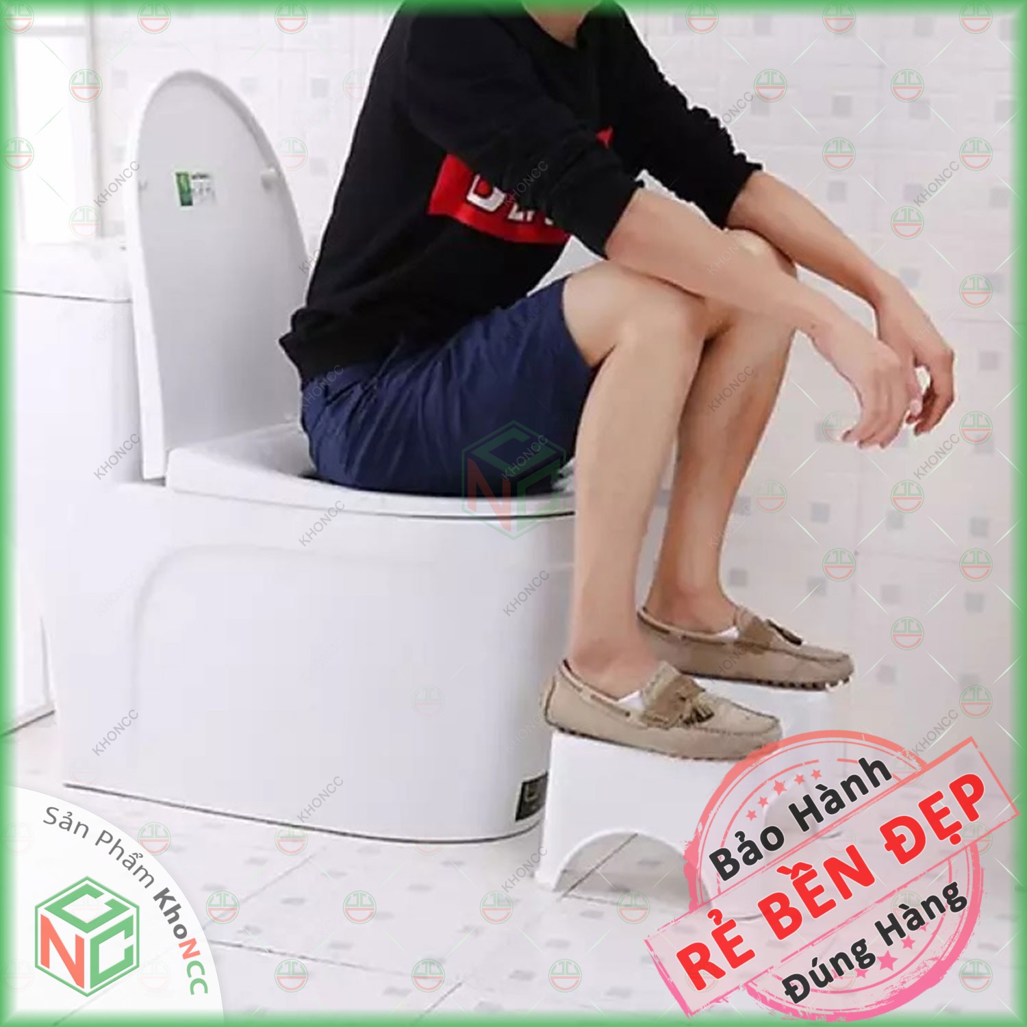 Hình ảnh (Sức Khỏe) Ghế Kê Chân Toilet Bồn Cầu Khi Vệ Sinh KhoNCC Hàng Chính Hãng - Chống Táo Bón - Đường Ruột - Tê Chân - KLM-GKCT