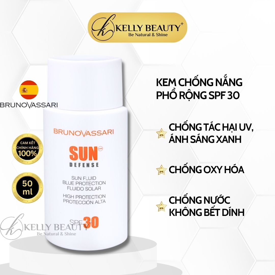 Kem Chống Nắng Ánh Sáng Xanh Sun Fluid Blue Protection SPF 30 - Bruno Vassari | Kelly Beauty