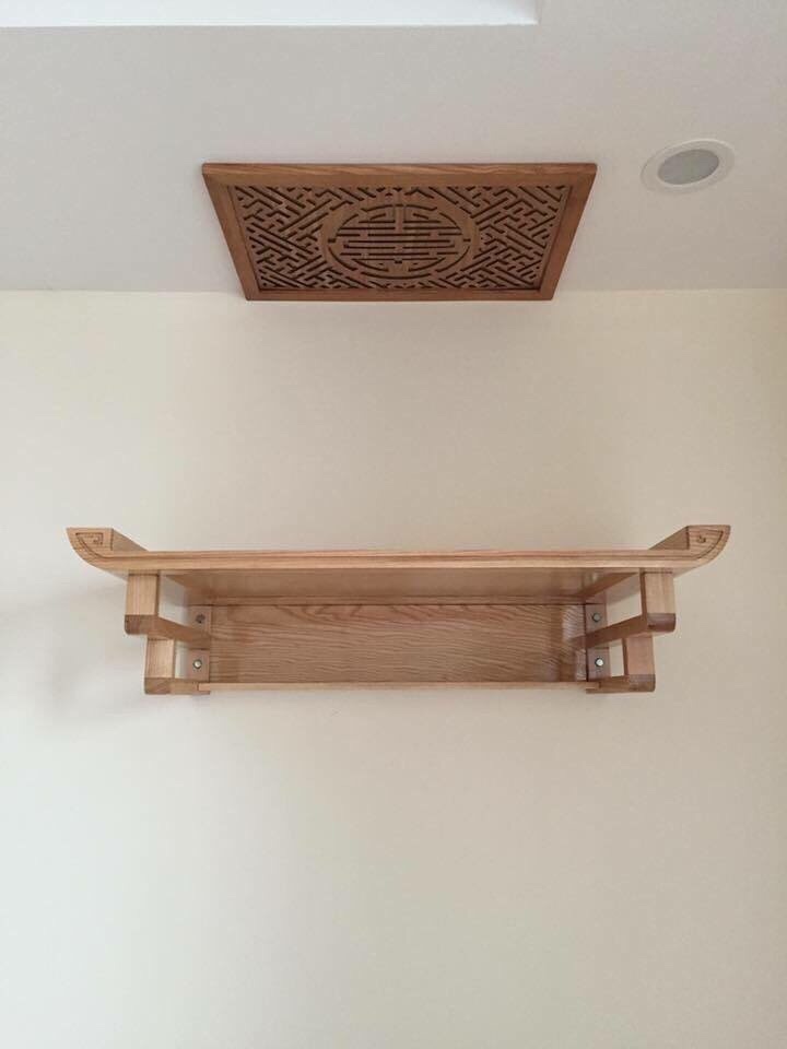 Bộ bàn thờ chung cư bằng gỗ sồi kt 89cm + ám khói