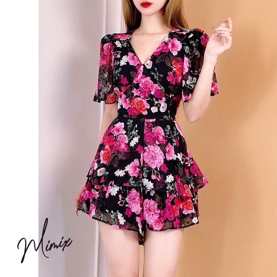 Jumpsuit 2 tầng họa tiết hoa có thắt eo MIMIX BY3185