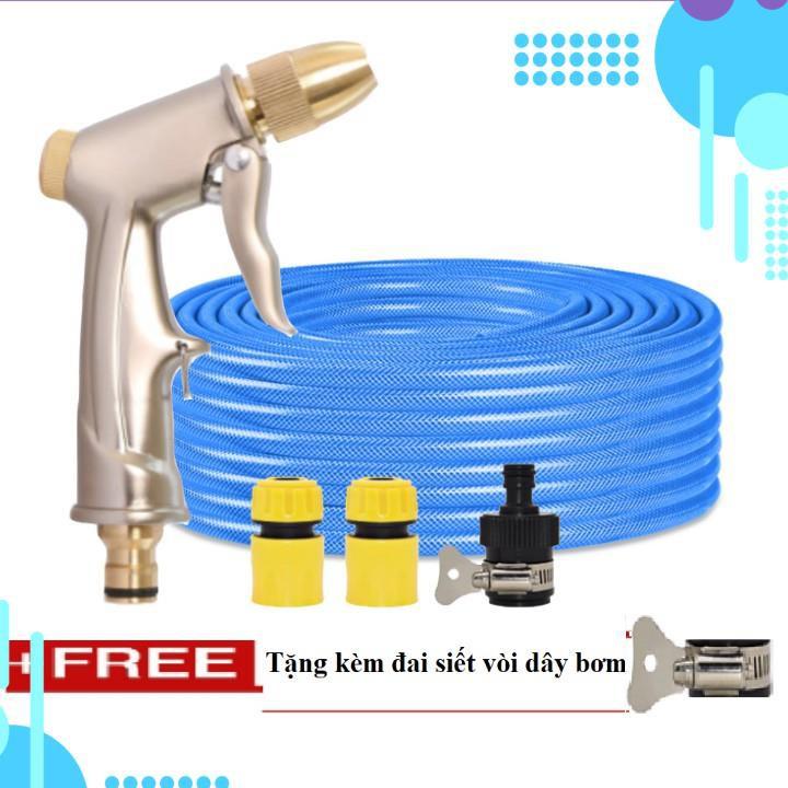Bộ dây vòi xịt ️bơm nước phun sương️ , tăng áp 3 lần, loại 20m 206701-1 đầu đồng,cút,nối đen + đai