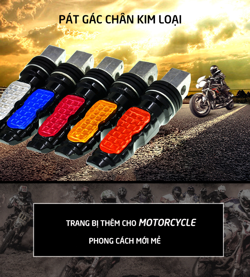 Bộ 2 cái pát gắn gác chân rider hợp kim dành cho các dòng xe honda, xe đạp, xe điện, mô tô, xe máy exciter, AB, SH, vision, lead,…phong cách_MB06-PGC