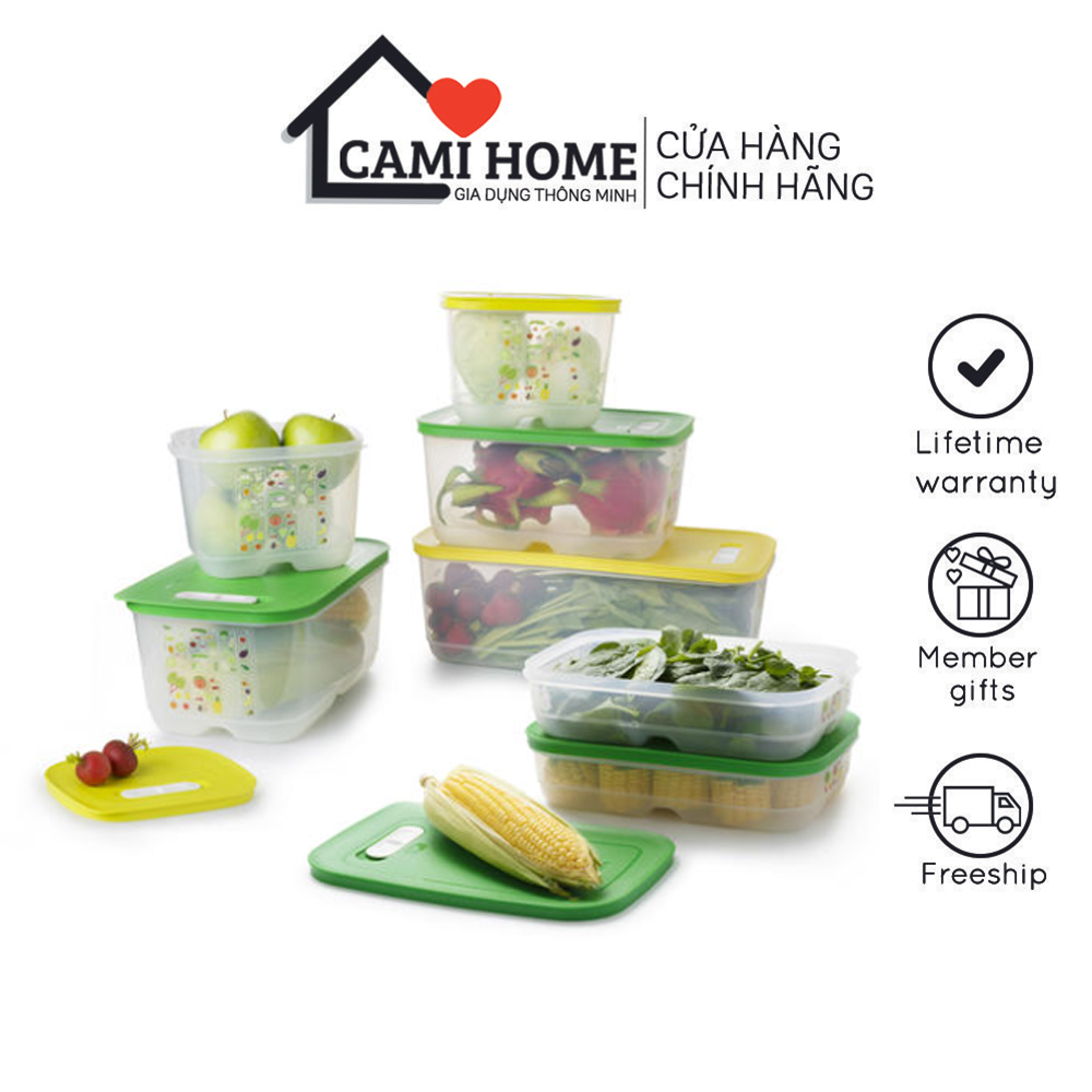 Hộp Trữ Mát Rau Củ Vensmart Tupperware 4.4L, Hộp Trữ Mát Có Nút Hô Hấp