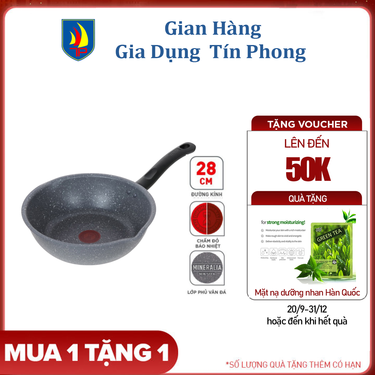 Chảo chiên sâu lòng Tefal Cook Healthy 28cm (G1348695) - Hàng chính hãng