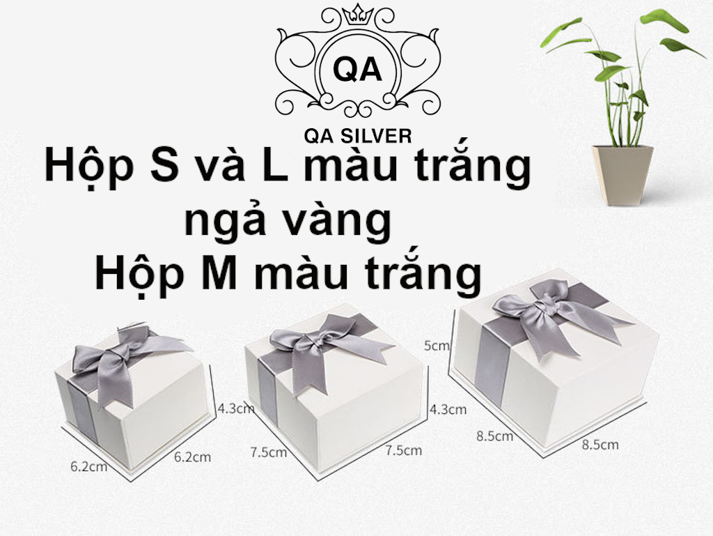 Hộp trang sức hộp đựng quà tặng giấy cứng trắng nơ ghi ACCESSORIES QA SILVER AC200502