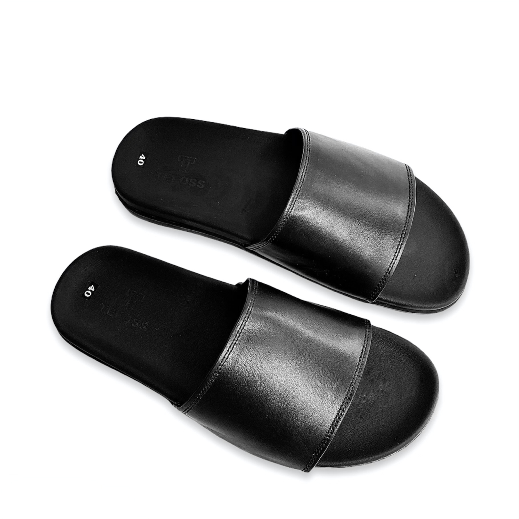 Dép nam da bò thật TEFOSS DT03 quai ngang trơn trẻ trung, năng động size 38-44