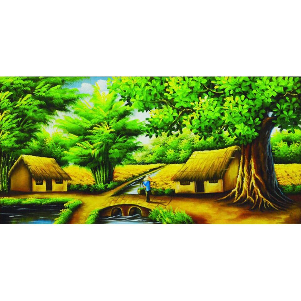 Tranh đính đá làng quê 88557