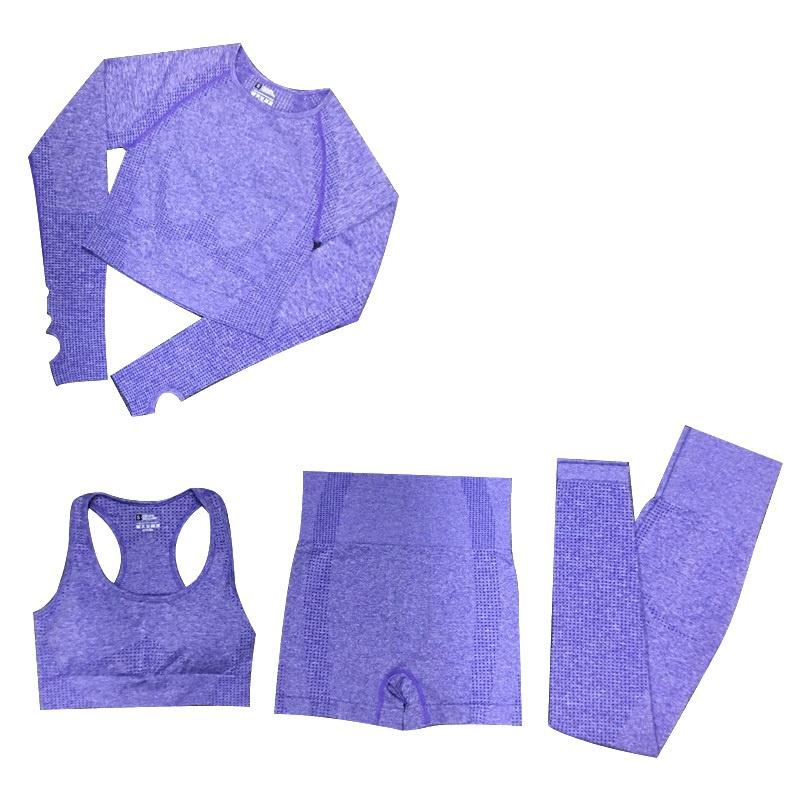 Combo Bộ Quần Dài Áo Croptop Bộ Bra Có sẵn đệm Chất Dệt 4 món (Đồ Tập Gym-Yoga Nữ)