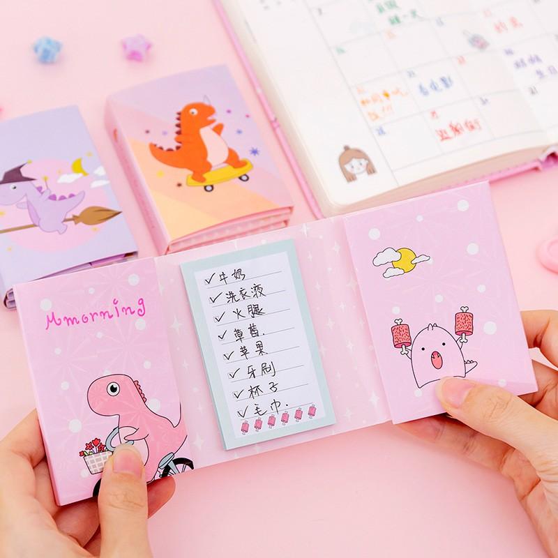 Sổ tay note ghi chú khủng long 4 mẫu dễ thương - Xấp 240 tờ giấy ghi chú cute