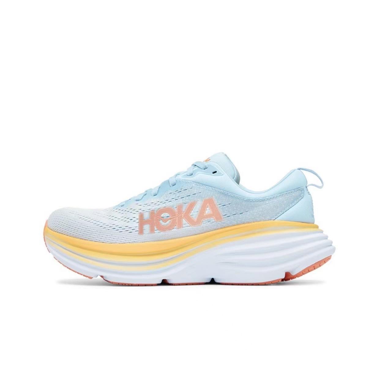 Hoka Sport Chạy giày Bondi 8 Chống trượt đệm Trượt Đường chạy Giày Men Thể thao Giày thể thao Lối sống Phụ nữ Sneaker ngoài trời Color: Orange Shoe Size: 36