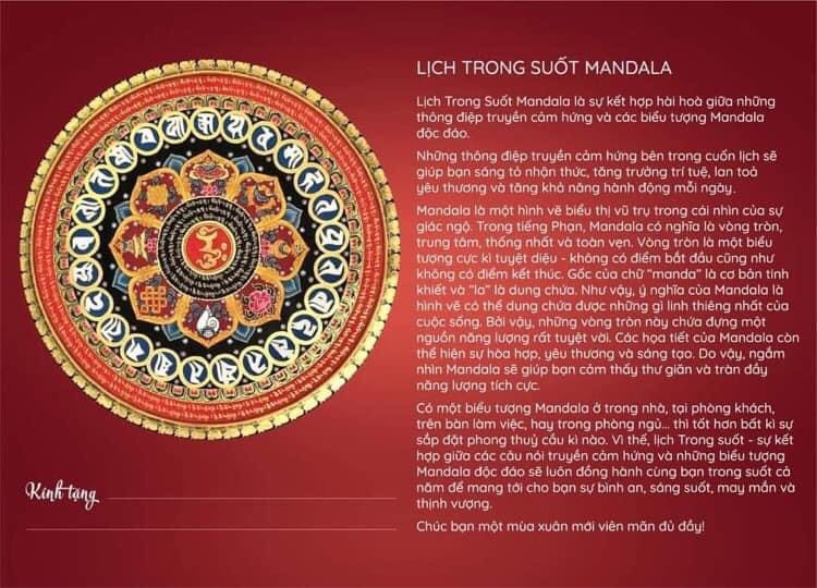 Lịch bàn Mandala Trong Suốt