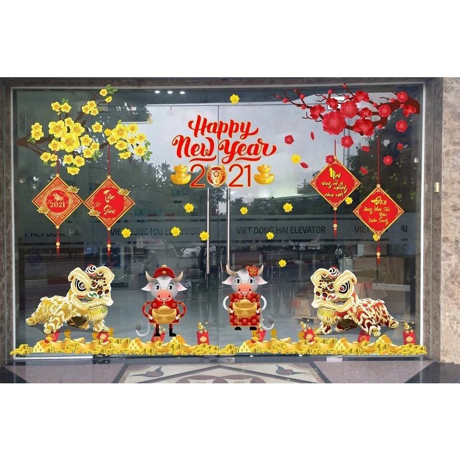 Decal tết 2022 dán cửa kính decor trang trí nhà cửa dán tường