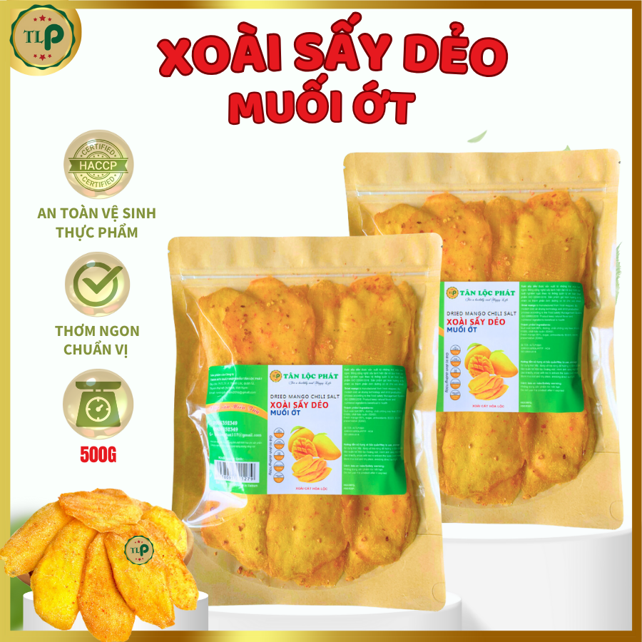 XOÀI SẤY MUỐI ỚT TÂN LỘC PHÁT 1KG GỒM 2 BỊCH 500G