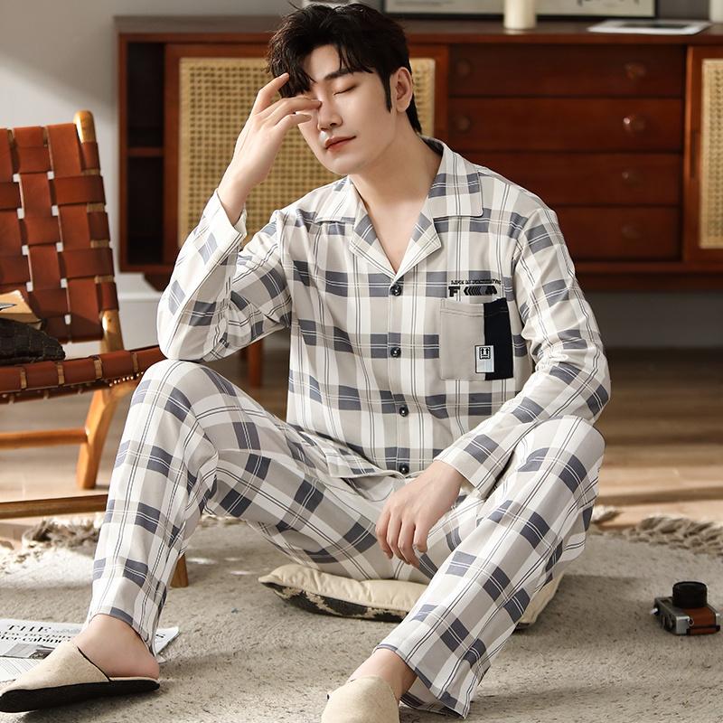 2278 - Bộ Pijama cotton 100% cao cấp, kẻ caro nam tính, tông sáng phối tím nhẹ nhàng độc đáo, size L-3XL