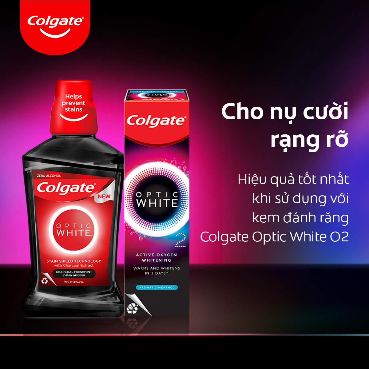 Bộ 4 Nước súc miệng Colgate trắng răng Optic White Charcoal Freshmint 500ml/chai