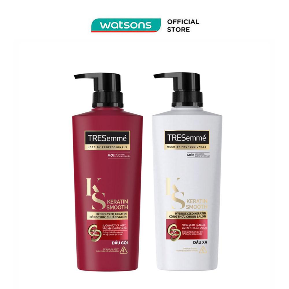 Combo Gội Xả Tresemmé Keratin Smoooth Dầu Gội 480g(466ml)+ Dầu Xả 480g(497ml)