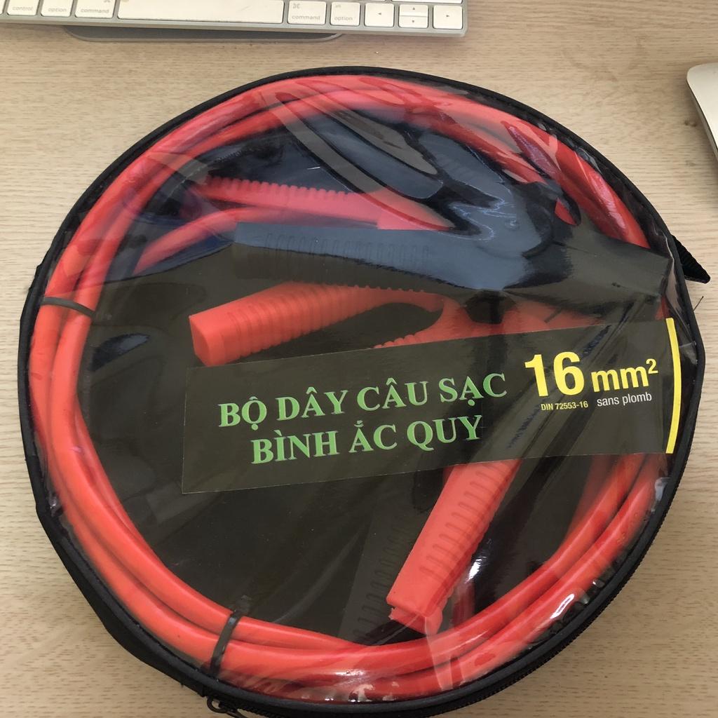 Dây câu sạc bình Ắc quy xe ô tô - Lõi đồng to 16mm, 1800AMP dây dài 3M (1 bộ 2 dây)