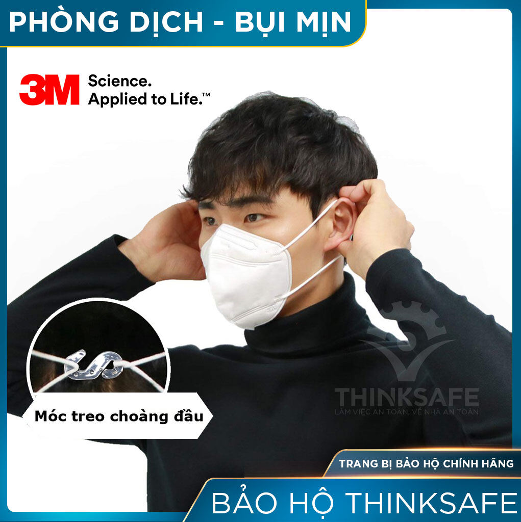 Khẩu trang phòng dịch 3M 9013 kháng khuẩn và chống bụi mịn đạt chuẩn KF94 tương đương với khẩu trang N95, chuyên dùng cho chống lây nhiễm, thiết kế không đau tai