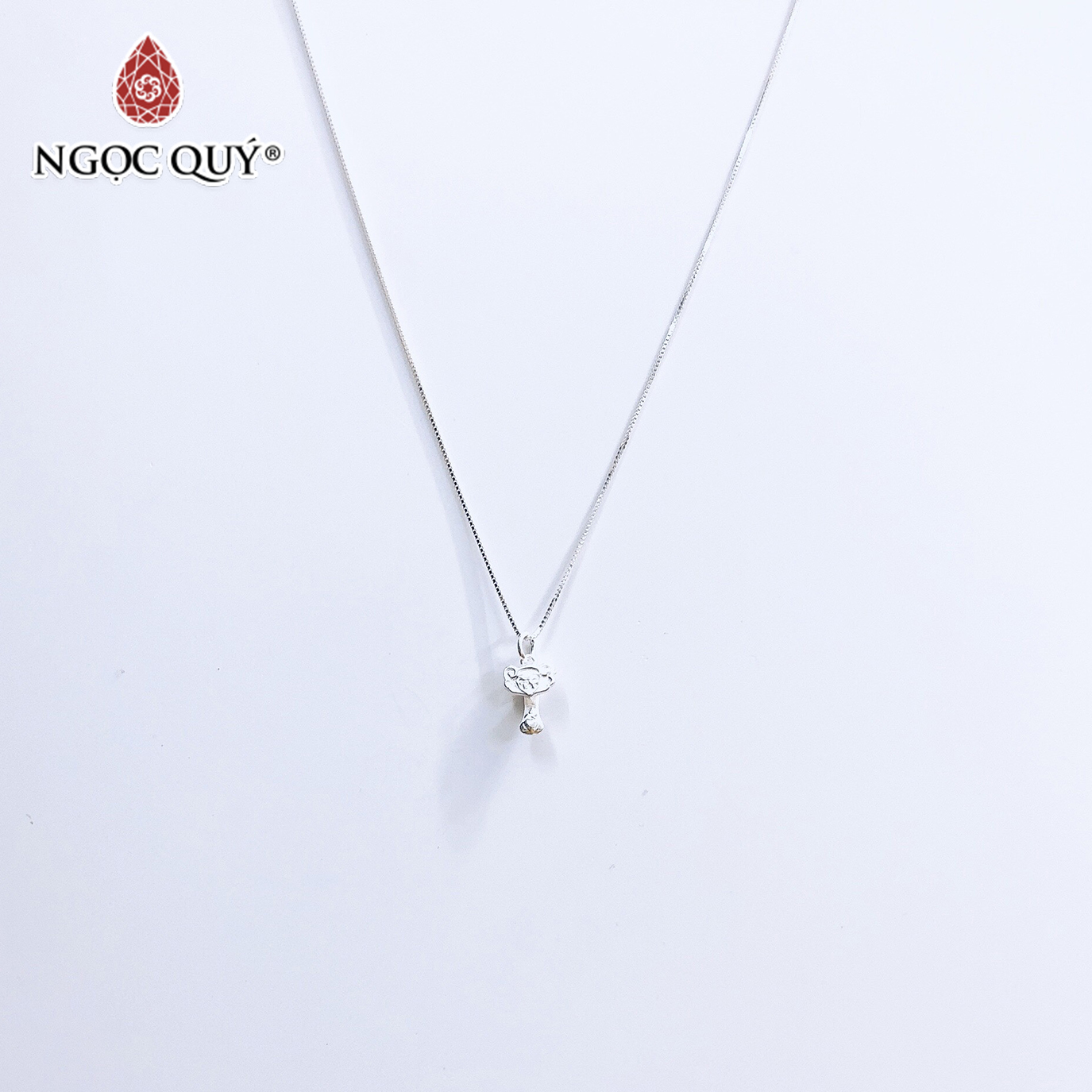Dây chuyền bạc mặt ruyi gậy như ý treo - Ngọc Quý Gemstones
