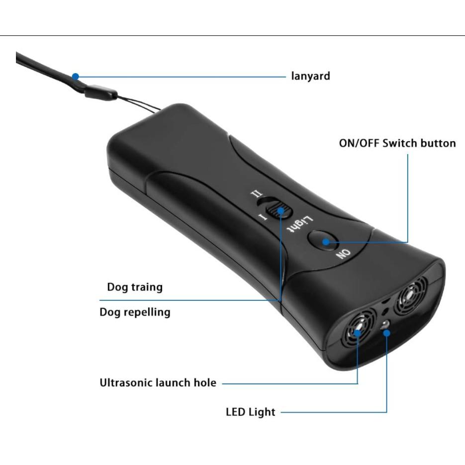 Thiết bị huấn luyện chó bằng sóng siêu âm cầm tay 3 trong 1 với đèn LED kép - Dog Barking Deterrent Devices