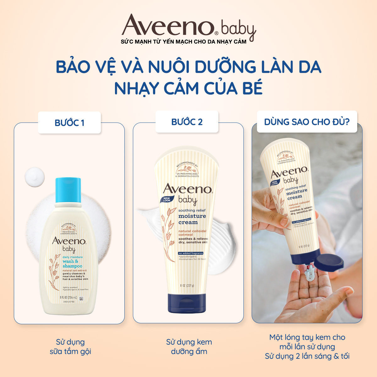 Bộ 2 Kem dưỡng ẩm cho da khô và nhạy cảm Aveeno soothing relief 227g