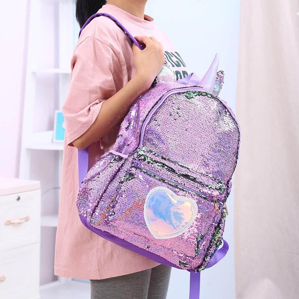 Kim sa lấp lánh Kỳ Lân Ba Lô Cô Gái Trẻ Em Học Túi Trẻ Em SCHOOLBAGS Dành Cho Thiếu Niên Trái Tim Đáng Yêu Giày Du Lịch