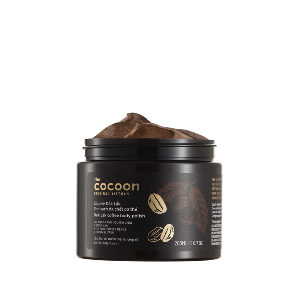 Bộ cà phê Đắk Lắk làm sạch da chết cocoon: da mặt 150ml + cơ thể 200ml