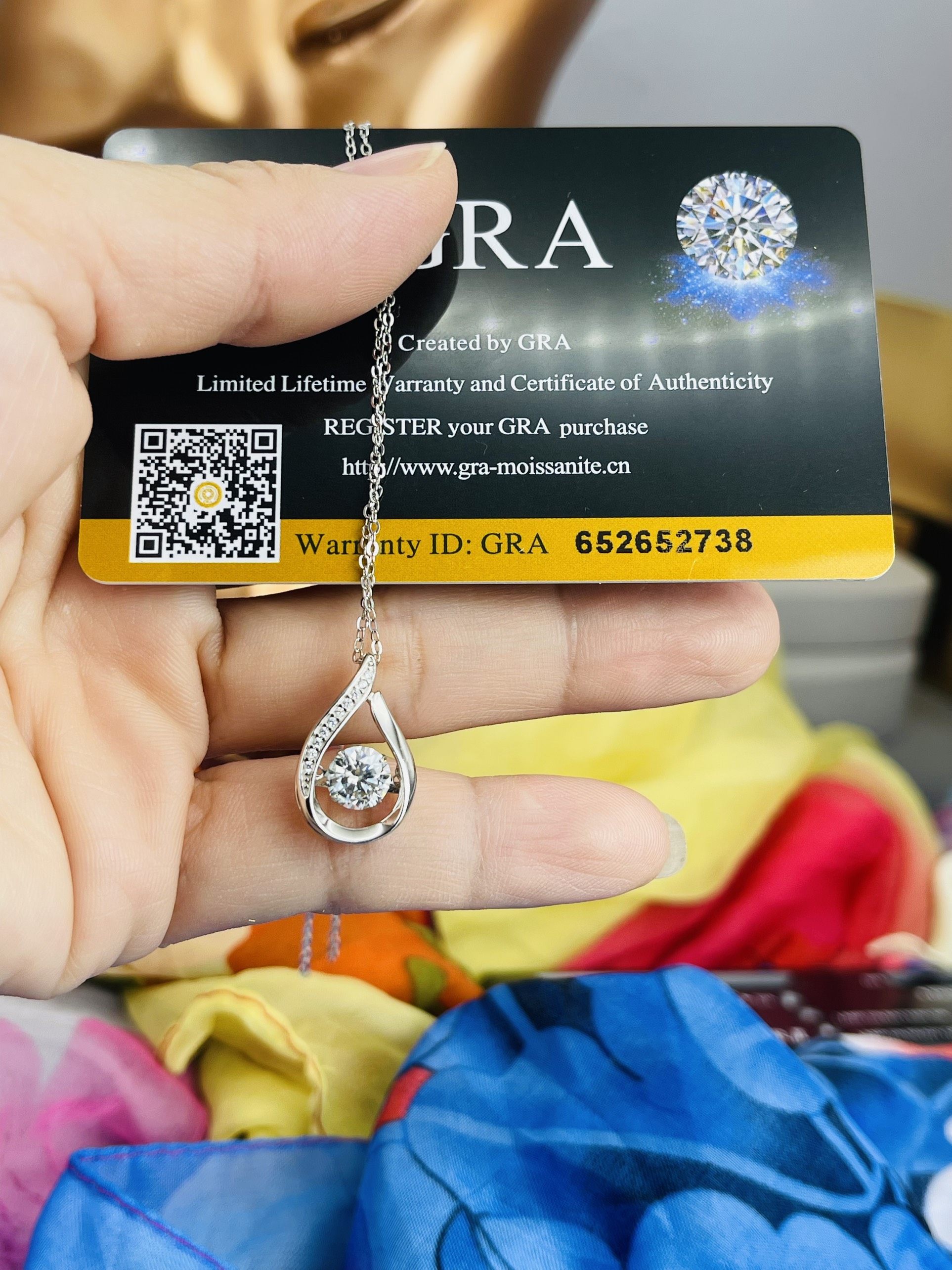 Dây chuyền Moissanite 1ct Kim Cương nhân tạo và Bạc 925 xi Bạch Kim N1238
