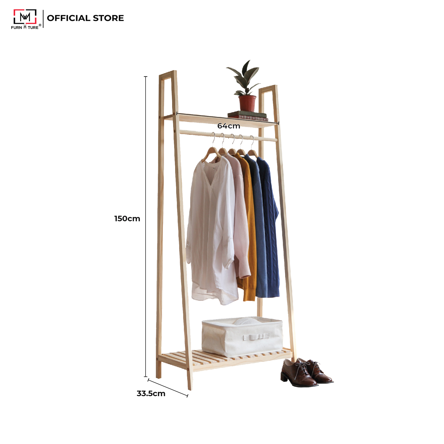 GIÁ TREO ĐỒ HÌNH THANG LẮP RÁP HÀN QUỐC - LADDER HANGER WHITE - MÀU TRẮNG