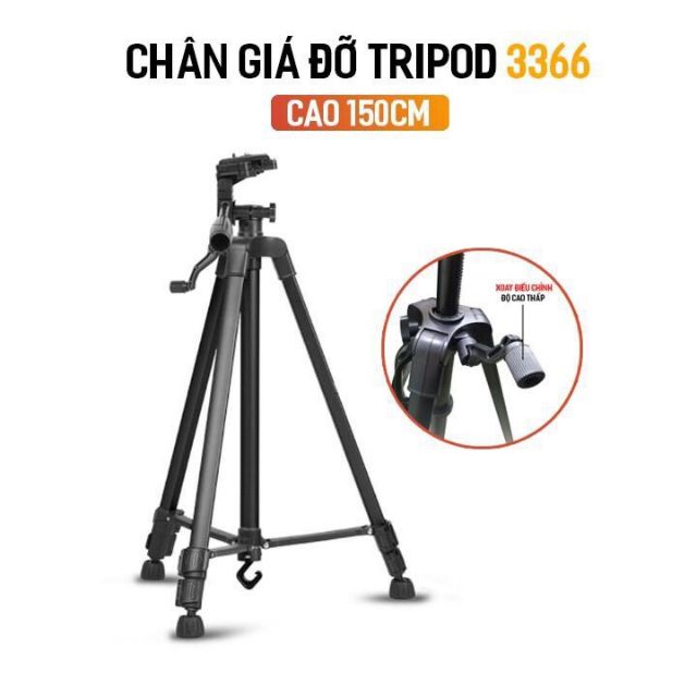 Giá đỡ chụp hình 3 chân Yunteng VCT-3366. Điều khiển từ xa, nhỏ gọn khi đi du lịch dã ngoại, chiều dài gậy chụp 1.45m