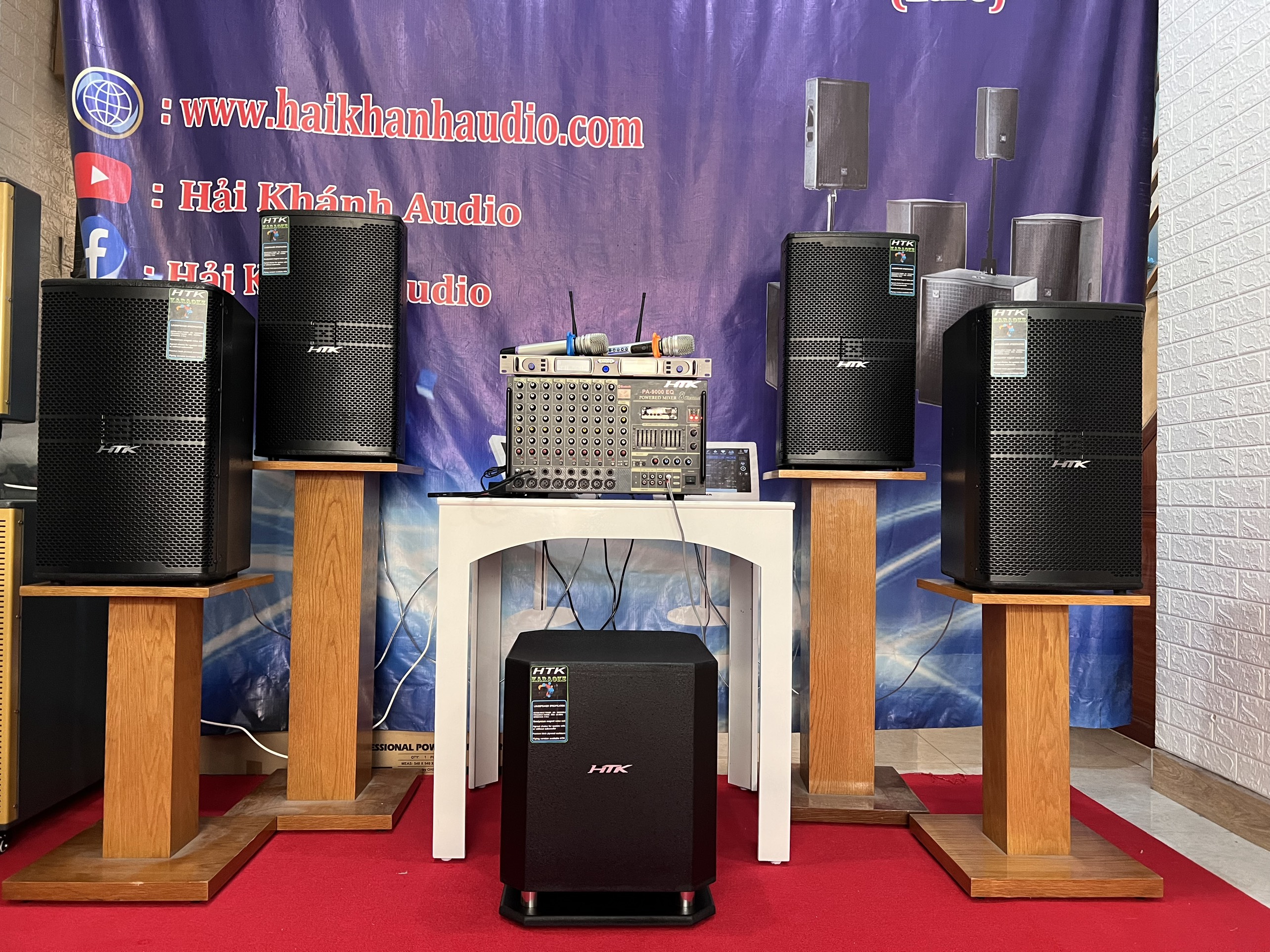 Bộ dàn 4 loa 3 tấc cao cấp karaoke và nghe nhạc HTK - 9000 EQ Hải Triều