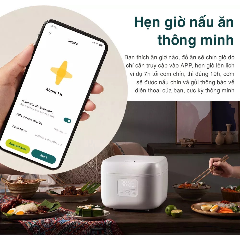 Nồi cơm điện kết nối app Mihome Xiaomi Joyami Phiên bản QUỐC TẾ Model S1/L1 - Hàng Chính Hãng