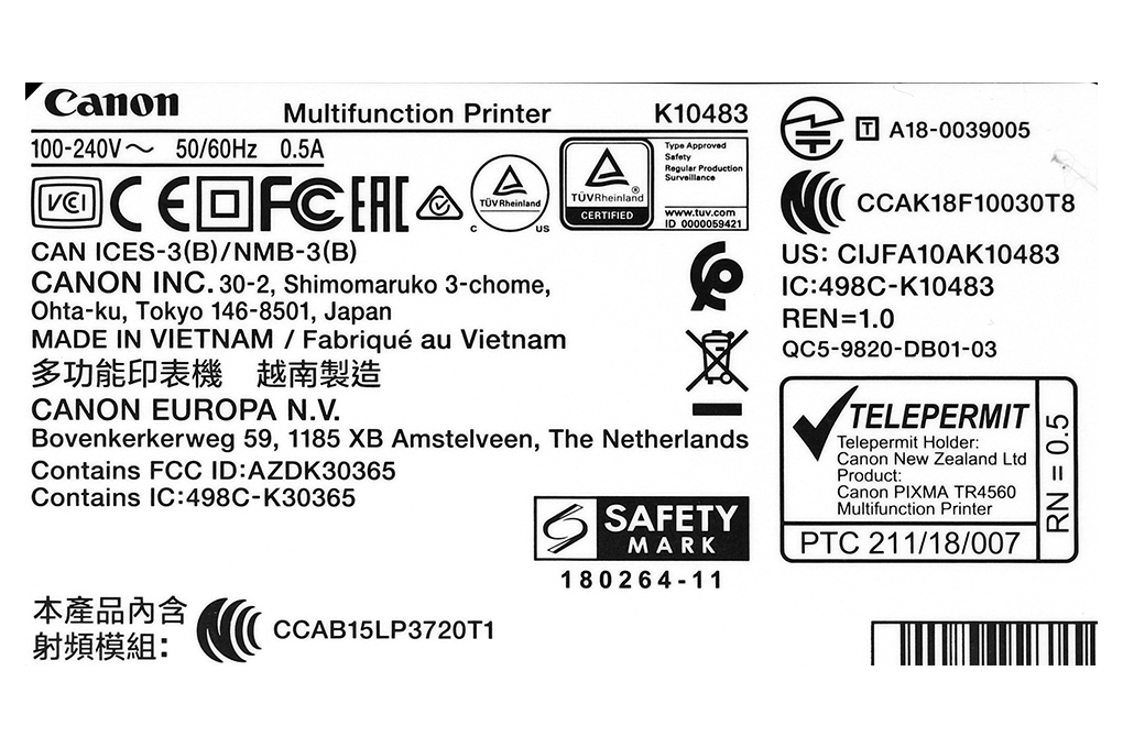 Máy in phun màu Canon TR4570S đa năng In-scan-copy-fax WiFi- Hàng chính hãng