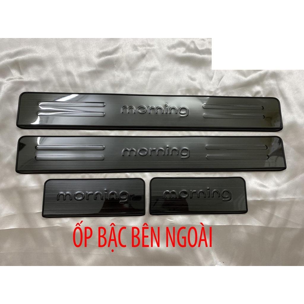 Ốp bậc cửa , nẹp bước chân Kia Morning 2012-2022 cao cấp -mẫu Titan 8 chi tiết