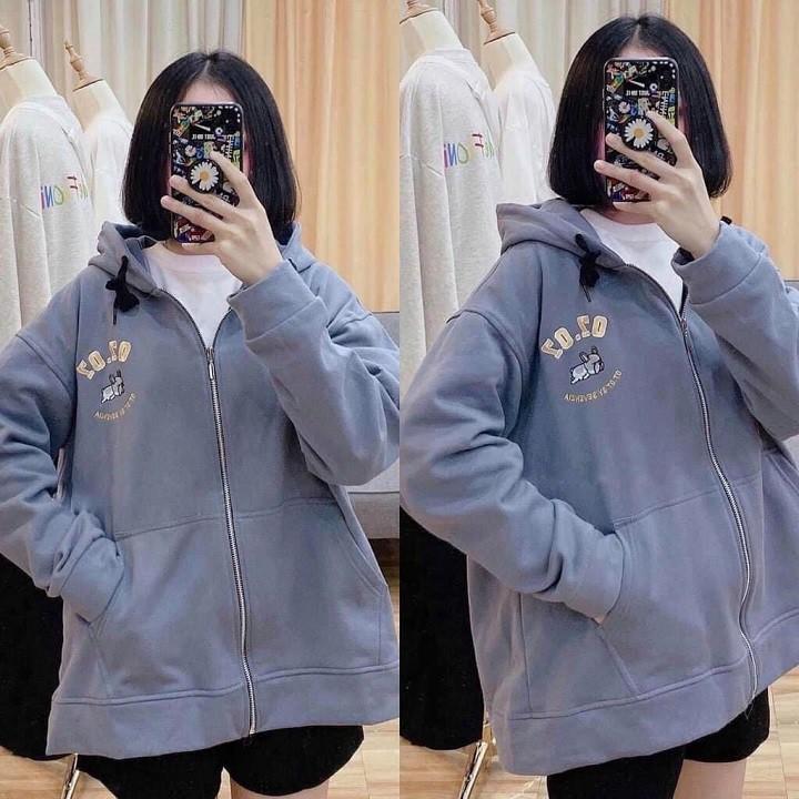 ÁO KHOÁC NỈ BÔNG THÊU CÚN 07.07 FORM RỘNG UNISEX NAM NỮ Ulzzang KUN, Áo Khoác Hoodie Zip Nỉ Bông 07 Nam nữ Unisex