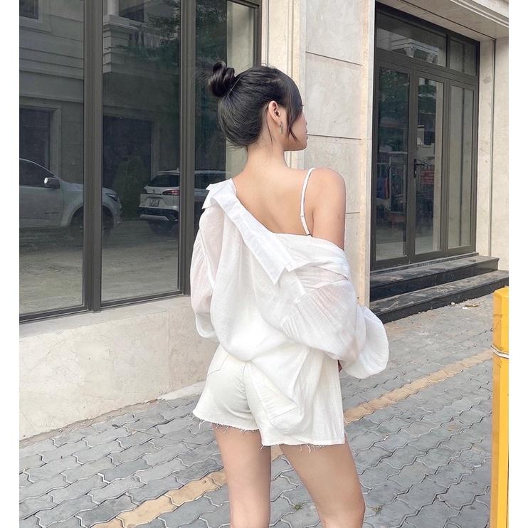 Áo sơ mi xuyên thấu tay dài phồng cá tính REVERCLOTHINGS Transparent Shirt