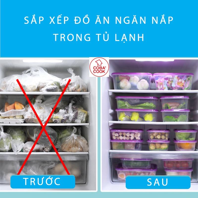 Bộ 3 hộp thủy tinh hình chữ nhật trữ thực phẩm chịu nhiệt 1 hộp 1041ml 2 hộp 640ml COBA'COOK-CCL1L63