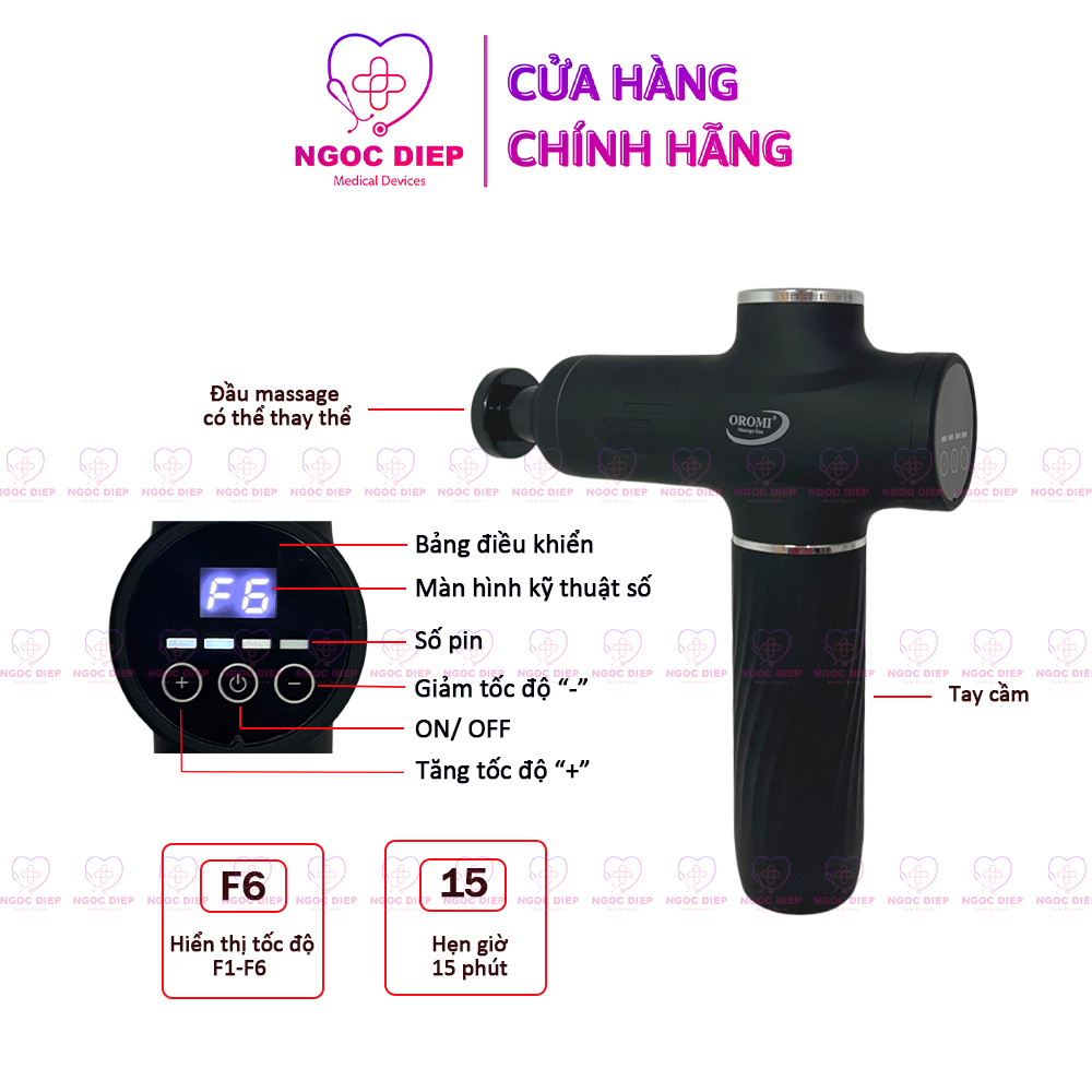 Máy Massage Cầm Tay Toàn Thân 6 Cấp Độ OROMI ORM-677 - Chuyên Sâu Vai Lưng, Giảm Đau Cơ - Chính Hãng