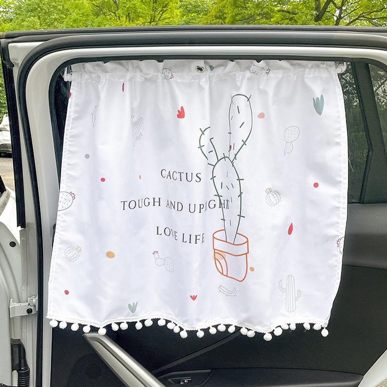 Tấm Vải Cotton Cách Nhiệt Che Nắng Họa Tiết Hoạt Hình Dễ Thương Cho Xe Hơi