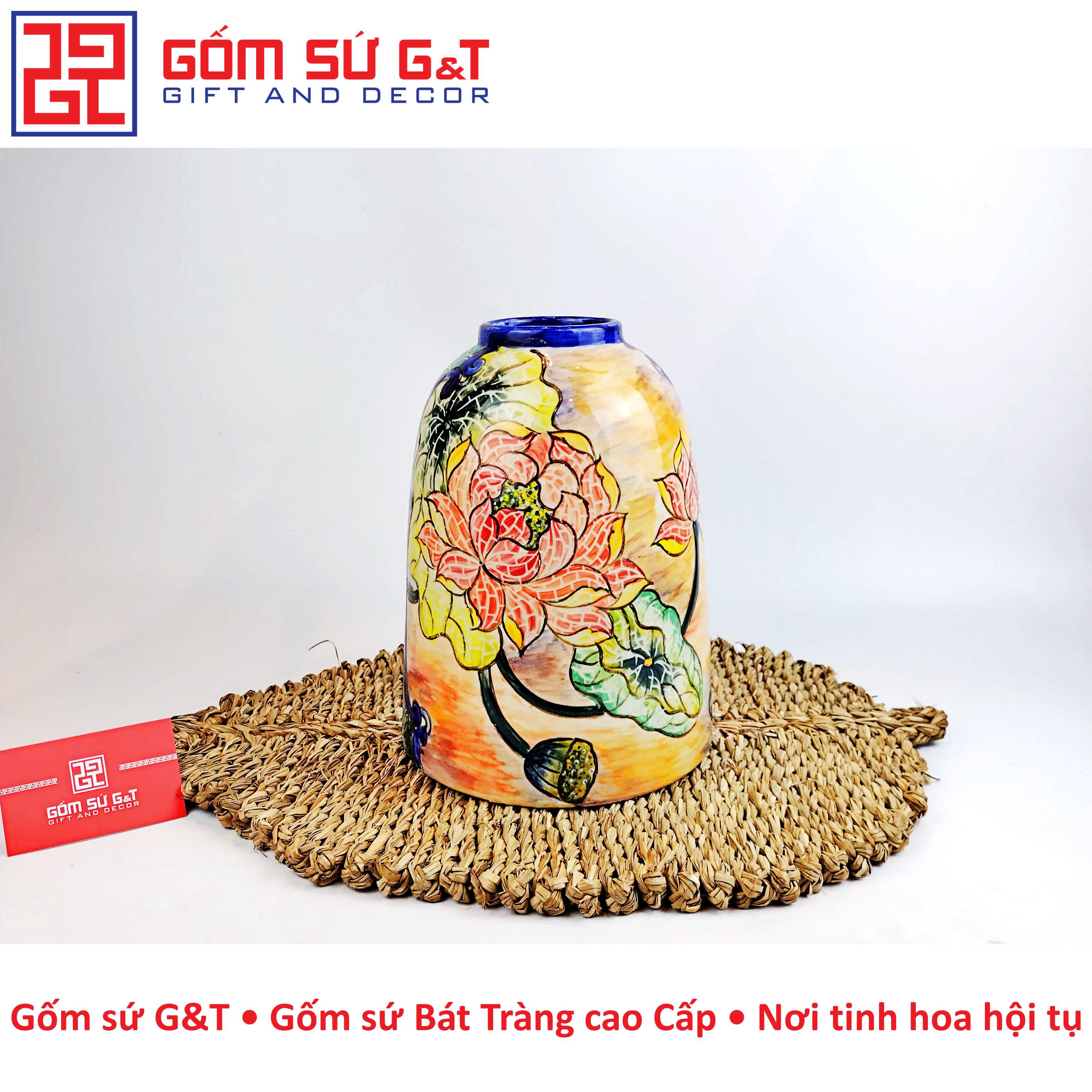 Lọ hoa chuông sen vây Gốm Sứ G&amp;T