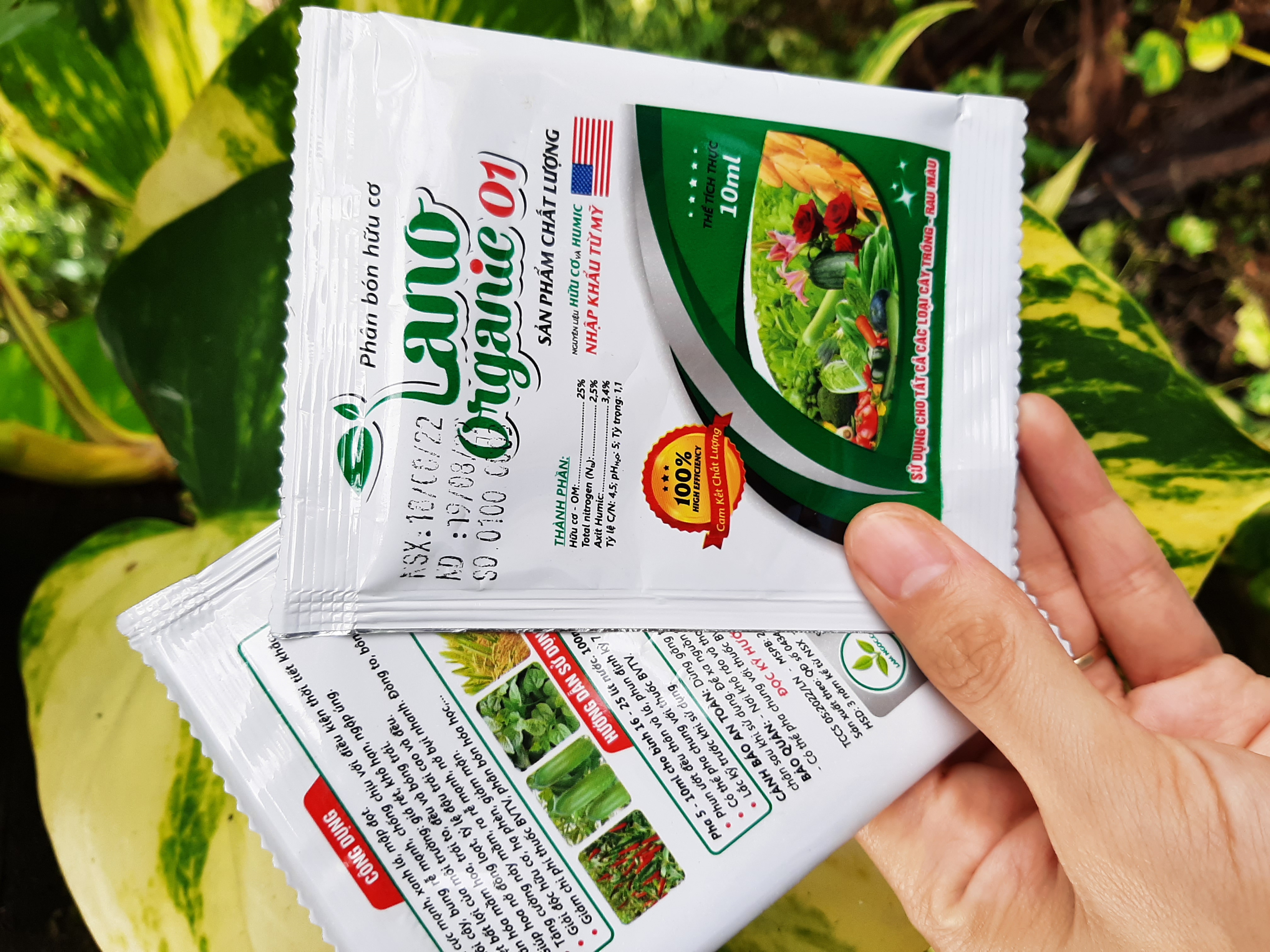 Phân bón hữu cơ Lano Organic 01 giúp cây bung đọt, xanh lá, ra hoa đậu trái gói 10ml