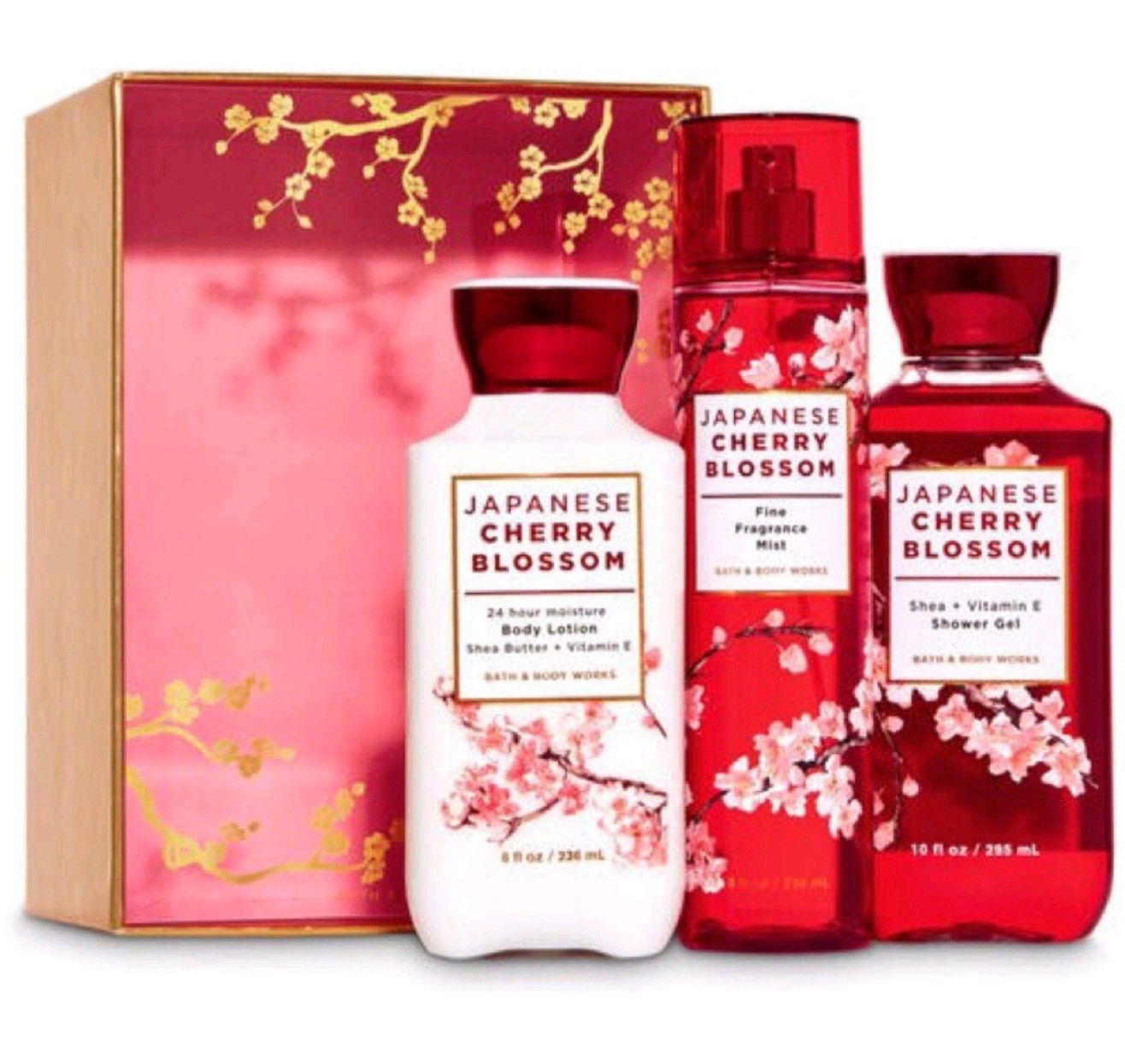 Set tắm dưỡng xịt thơm Bath &amp; Body Works Japanese Cherry Blossom ( 3 chai )