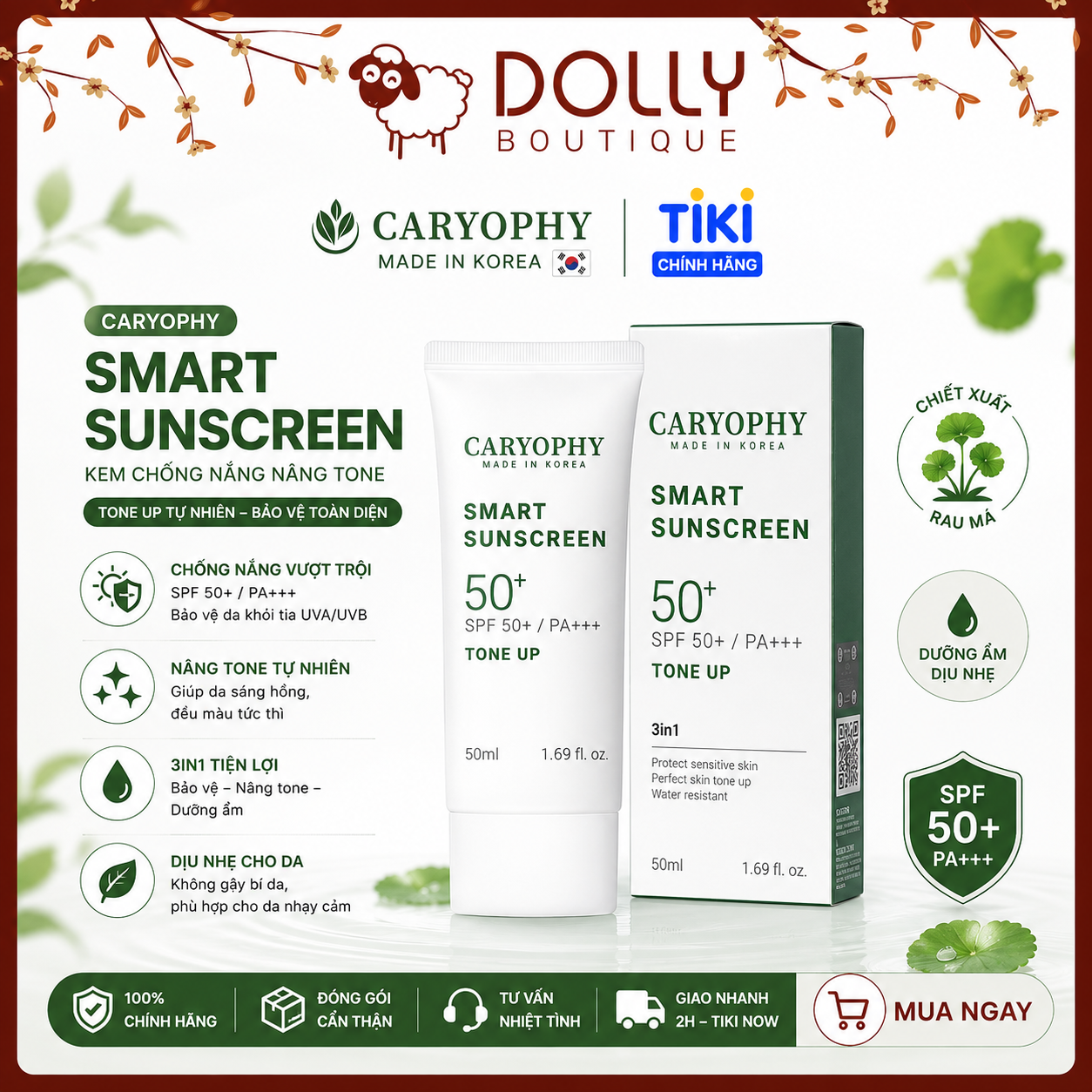 Kem Chống Nắng Caryophy Smart Sunscreen Tone Up SPF50+ PA+++ 50ml