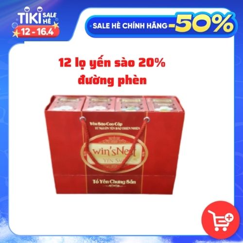 Combo 12 lọ Yến sào cao cấp win'sNest tổ yến chưng sẵn đường phèn 20% (70 ml/ lọ)