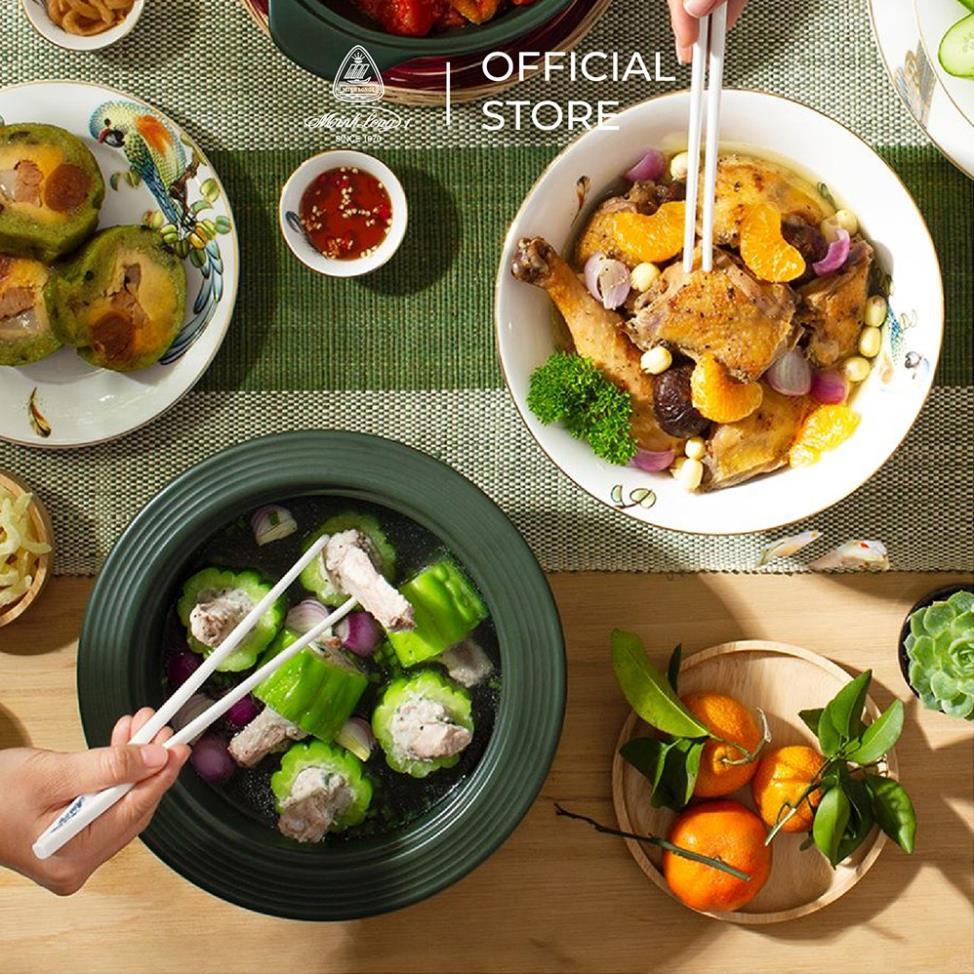 Bộ 06 đôi đũa sứ Minh Long 24.4 cm - Trắng ngà - Hộp giấy