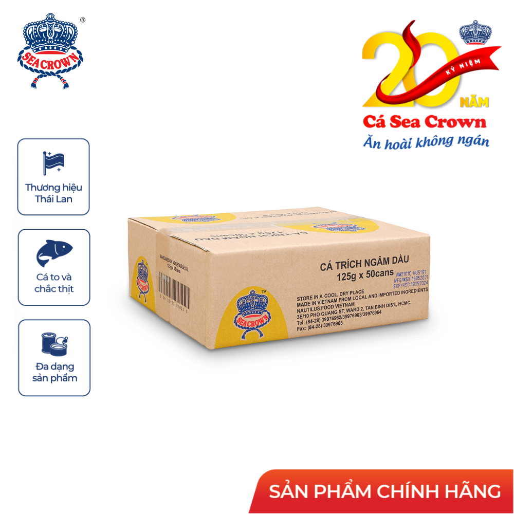 Cá hộp Sea Crown cá Trích ngâm dầu-Thùng 50 lon