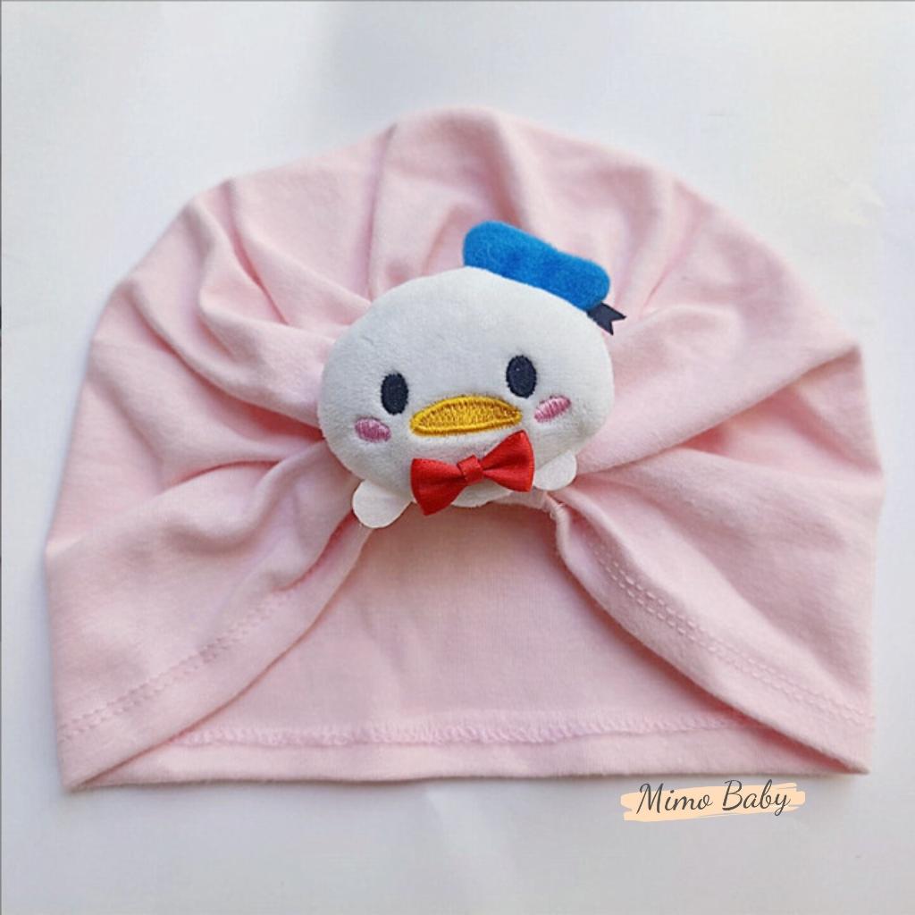 Mũ nón turban vải cotton đính hình con vật dễ thương cho bé MTB171 Mimo Baby